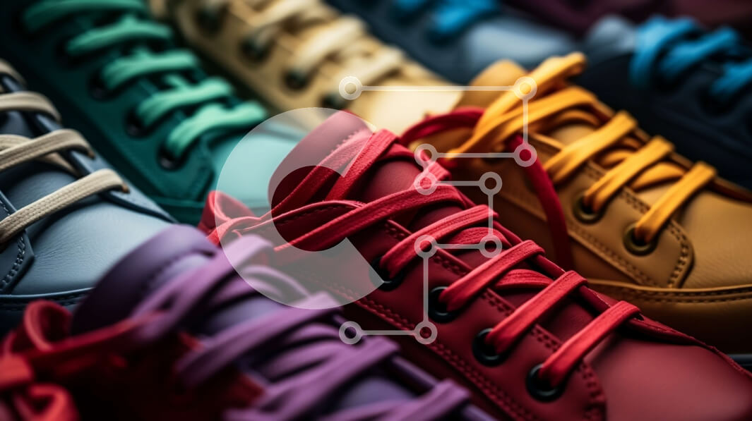 Intra Συλλεκτικό Ξύλινο Παζλ Plywood  4mm - Σύνθεση πολύχρωμα αθλητικά παπούτσια Σε Ξύλινο Κουτί - Διαστάσεις Puzzle: 10x10 cm – 25 κομμάτια