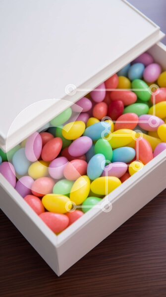 Intra Συλλεκτικό Ξύλινο Παζλ Plywood  4mm - Πολύχρωμα φασόλια ζελέ σε λευκό κουτί Σε Ξύλινο Κουτί - Διαστάσεις: 10x10 cm – 25 κομμάτια