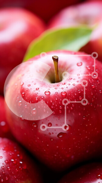 Intra Συλλεκτικό Ξύλινο Παζλ Plywood  4mm - Σωρός από κόκκινα μήλα με σταγονίδια νερού Σε Ξύλινο Κουτί - Διαστάσεις: 10x10 cm – 25 κομμάτια