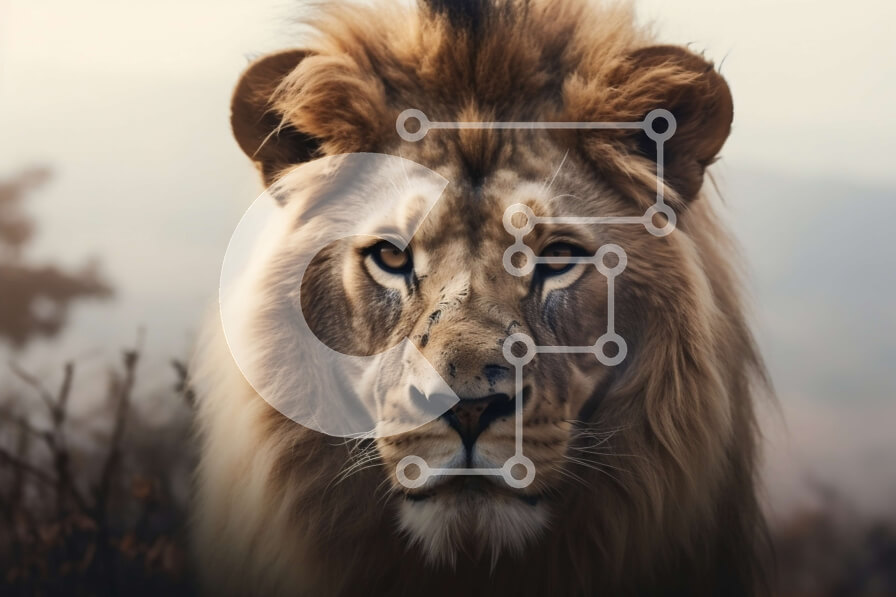 Σετ των 2 Intra Συλλεκτικό Ξύλινο Παζλ Plywood  4mm - Κοντινό πλάνο του λιονταριού στο δάσος Σε Ξύλινο Κουτί - Διαστάσεις: 10x10 cm – 25 κομμάτια