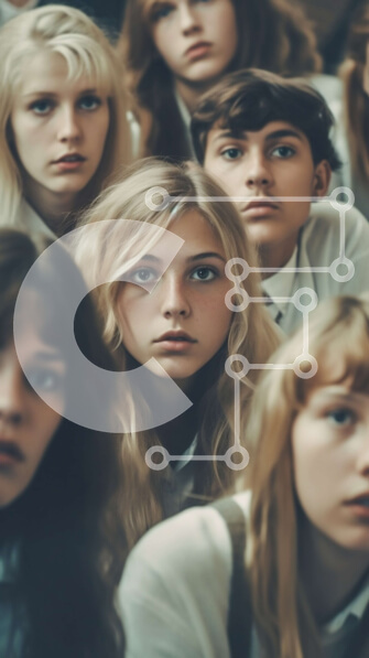 Intra Συλλεκτικό Ξύλινο Παζλ Plywood  4mm - Σοβαρές νεαρές γυναίκες με σχολικές στολές Σε Ξύλινο Κουτί - Διαστάσεις Puzzle: 10x10 cm – 25 κομμάτια