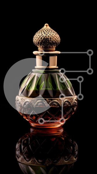 Intra Συλλεκτικό Ξύλινο Παζλ Plywood  4mm - Κομψό μπουκάλι αρώματος Coco Mademoiselle σε ανακλαστική μαύρη επιφάνεια Σε Ξύλινο Κουτί - Διαστάσεις Puzzle: 10x10 cm – 25 κομμάτια