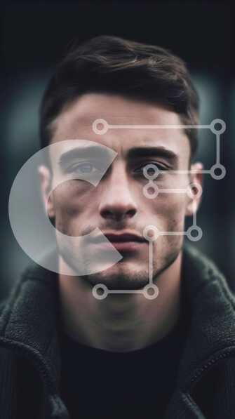 Intra Συλλεκτικό Ξύλινο Παζλ Plywood  4mm - Σοβαρό πορτρέτο ενός νεαρού άνδρα με σκούρα μαλλιά και καστανά μάτια Σε Ξύλινο Κουτί - Διαστάσεις Puzzle: 10x10 cm – 25 κομμάτια