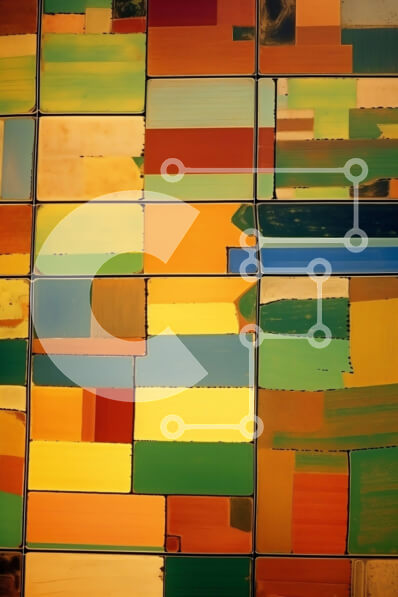 Intra Συλλεκτικό Ξύλινο Παζλ Plywood  4mm - Ζωντανό μωσαϊκό φόντο σε πράσινο, κίτρινο και πορτοκαλί Σε Ξύλινο Κουτί - Διαστάσεις Puzzle: 10x10 cm – 25 κομμάτια