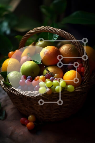 Σετ των 2 Intra Συλλεκτικό Ξύλινο Παζλ Plywood  4mm - Καλάθι με φρούτα στο τραπέζι με πορτοκάλια, σταφύλια και λεμόνια Σε Ξύλινο Κουτί - Διαστάσεις: 10x10 cm – 25 κομμάτια