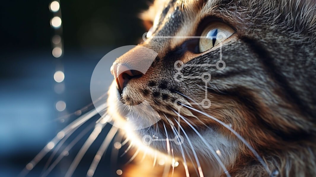 Σετ των 2 Intra Συλλεκτικό Ξύλινο Παζλ Plywood  4mm - Περίεργη γάτα με σταγονίδια νερού στο πρόσωπό της Σε Ξύλινο Κουτί - Διαστάσεις: 10x10 cm – 25 κομμάτια