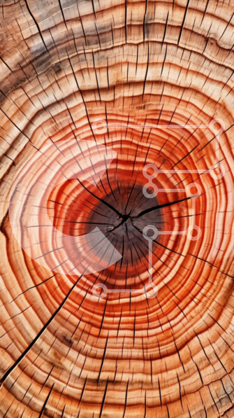 Σετ των 2 Intra Συλλεκτικό Ξύλινο Παζλ Plywood  4mm - Κοντινό πλάνο του κορμού δέντρου που δείχνει την εσωτερική δομή Σε Ξύλινο Κουτί - Διαστάσεις: 10x10 cm – 25 κομμάτια