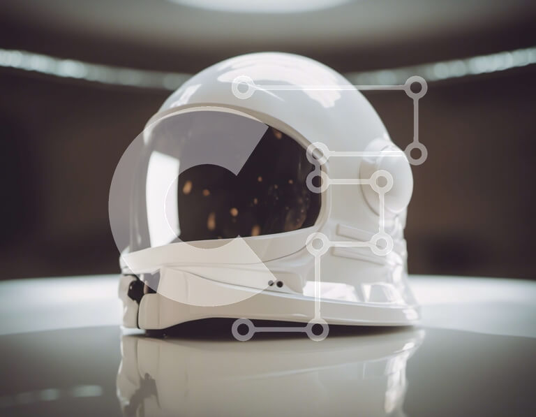 Intra Συλλεκτικό Ξύλινο Παζλ Plywood  4mm - Λευκό κράνος αστροναύτη στο τραπέζι Σε Ξύλινο Κουτί - Διαστάσεις Puzzle: 10x10 cm – 25 κομμάτια