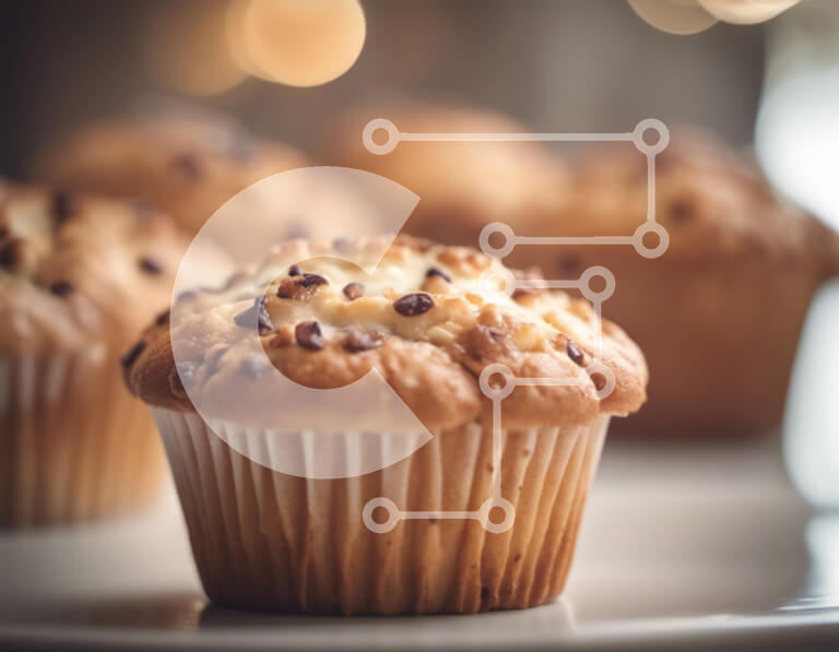 Σετ των 2 Intra Συλλεκτικό Ξύλινο Παζλ Plywood  4mm - Νόστιμα muffins και cupcakes σε ένα άσπρο πιάτο Σε Ξύλινο Κουτί - Διαστάσεις: 10x10 cm – 25 κομμάτια