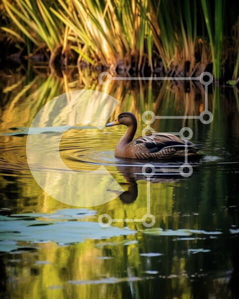 Σετ των 2 Intra Συλλεκτικό Ξύλινο Παζλ Plywood  4mm - Όμορφη εικόνα μιας πάπιας σε ένα γαλήνιο φυσικό περιβάλλον Σε Ξύλινο Κουτί - Διαστάσεις: 10x10 cm – 25 κομμάτια