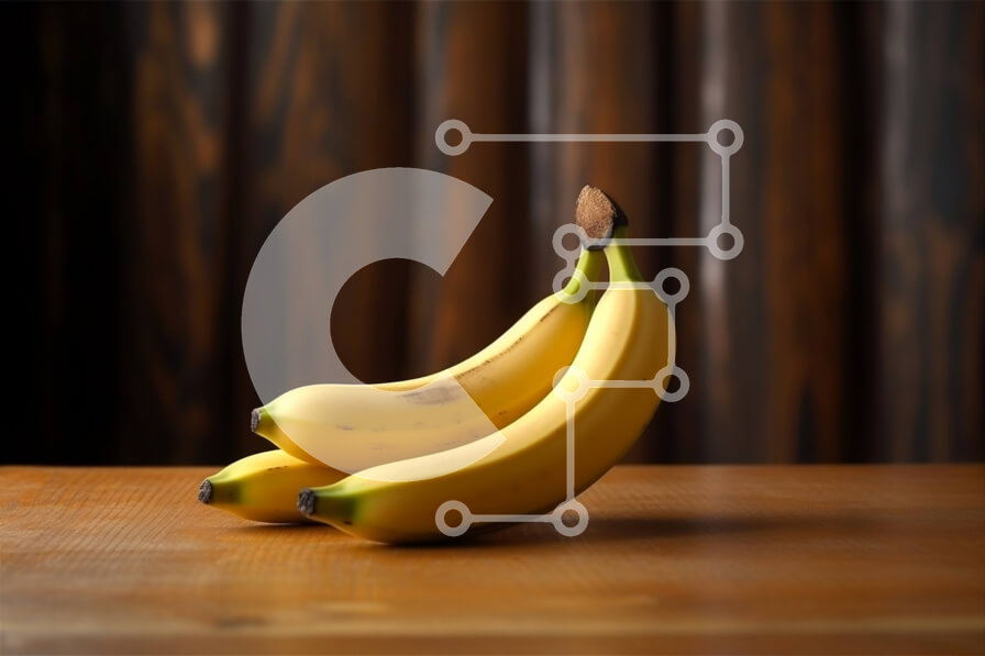 Σετ των 2 Intra Συλλεκτικό Ξύλινο Παζλ Plywood  4mm - Φρέσκες και νόστιμες ώριμες μπανάνες σε ένα ξύλινο τραπέζι Σε Ξύλινο Κουτί - Διαστάσεις: 10x10 cm – 25 κομμάτια