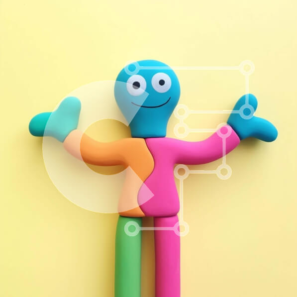 Intra Συλλεκτικό Ξύλινο Παζλ Plywood  4mm - Πολύχρωμη παιχνιδιάρικη φιγούρα σε κίτρινο φόντο Σε Ξύλινο Κουτί - Διαστάσεις: 10x10 cm – 25 κομμάτια