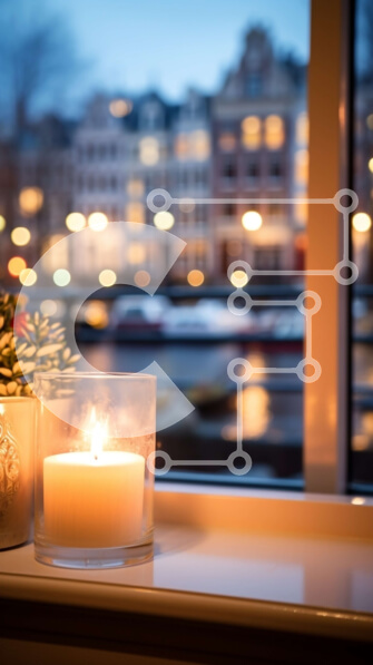 Intra Συλλεκτικό Ξύλινο Παζλ Plywood  4mm - Περβάζι παραθύρου με κηροπήγια και λουλούδια Σε Ξύλινο Κουτί - Διαστάσεις Puzzle: 10x10 cm – 25 κομμάτια