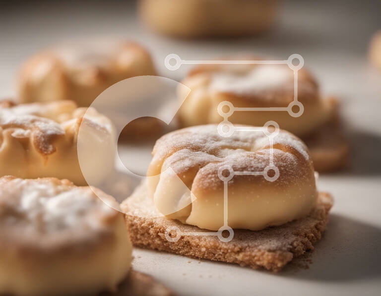 Σετ των 2 Intra Συλλεκτικό Ξύλινο Παζλ Plywood  4mm - Στοίβα από φρεσκοψημένα αρτοσκευάσματα με ζάχαρη άχνη Σε Ξύλινο Κουτί - Διαστάσεις: 10x10 cm – 25 κομμάτια