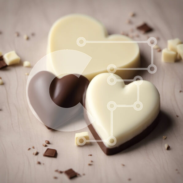 Σετ των 2 Intra Συλλεκτικό Ξύλινο Παζλ Plywood  4mm - Σοκολάτες σε σχήμα καρδιάς σε ξύλινη επιφάνεια Σε Ξύλινο Κουτί - Διαστάσεις: 10x10 cm – 25 κομμάτια