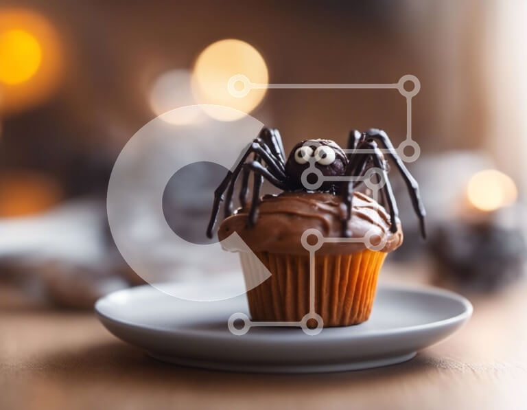 Σετ των 2 Intra Συλλεκτικό Ξύλινο Παζλ Plywood  4mm - Λαχταριστό Cupcake σοκολάτας με διακόσμηση αράχνη Σε Ξύλινο Κουτί - Διαστάσεις: 10x10 cm – 25 κομμάτια