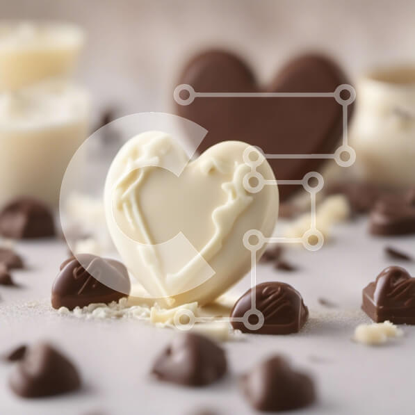 Intra Συλλεκτικό Ξύλινο Παζλ Plywood  4mm - Σοκολάτα σε σχήμα καρδιάς που περιβάλλεται από γλυκά Σε Ξύλινο Κουτί - Διαστάσεις Puzzle: 10x10 cm – 25 κομμάτια