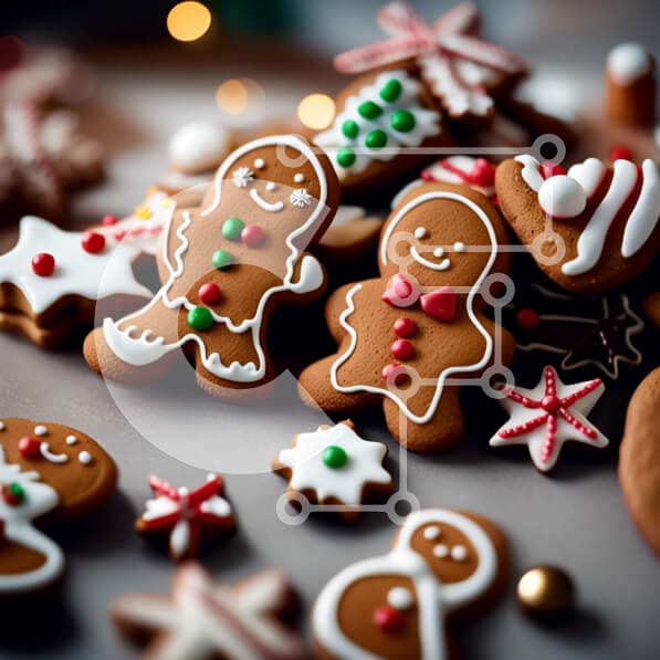 Σετ των 2 Intra Συλλεκτικό Ξύλινο Παζλ Plywood  4mm - Λαχταριστά μπισκότα μελόψωμο διακοσμημένα με γλάσο και ζαχαρωτά Σε Ξύλινο Κουτί - Διαστάσεις: 10x10 cm – 25 κομμάτια