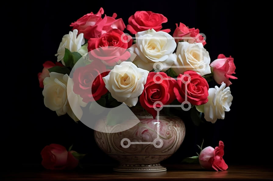 Intra Συλλεκτικό Ξύλινο Παζλ Plywood  4mm - Όμορφη εικόνα με τριαντάφυλλα σε ένα βάζο σε ένα τραπέζι Σε Ξύλινο Κουτί - Διαστάσεις: 10x10 cm – 25 κομμάτια