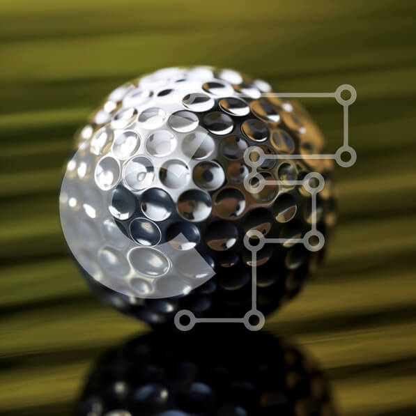 Intra Συλλεκτικό Ξύλινο Παζλ Plywood  4mm - Όμορφη εικόνα μιας ασημένιας μπάλας του γκολφ σε μια πράσινη επιφάνεια Σε Ξύλινο Κουτί - Διαστάσεις Puzzle: 10x10 cm – 25 κομμάτια