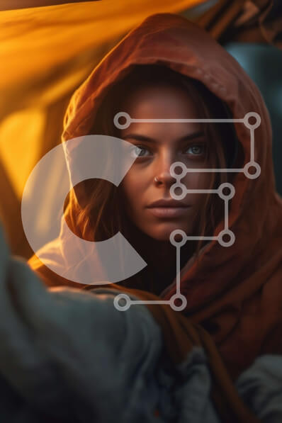 Intra Συλλεκτικό Ξύλινο Παζλ Plywood  4mm - Γυναίκα με κουκούλα που κοιτάζει έξω από το παράθυρο φωτογραφία Σε Ξύλινο Κουτί - Διαστάσεις Puzzle: 10x10 cm – 25 κομμάτια