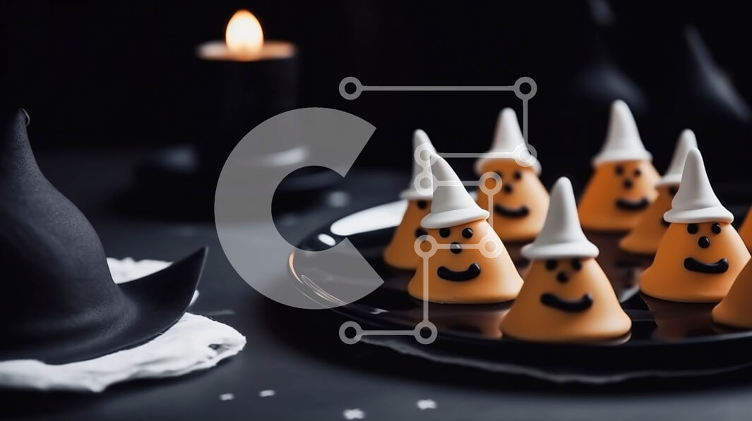 Intra Συλλεκτικό Ξύλινο Παζλ Plywood  4mm - Μπισκότα αποκριών σε πορτοκαλί δίσκο με το φως των κεριών Σε Ξύλινο Κουτί - Διαστάσεις: 10x10 cm – 25 κομμάτια