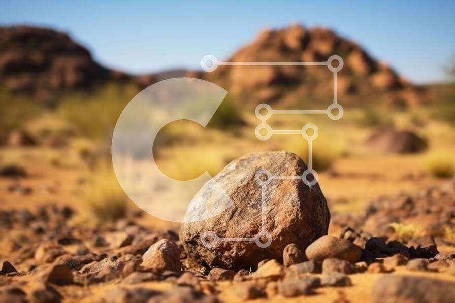 Intra Συλλεκτικό Ξύλινο Παζλ Plywood  4mm - Εκπληκτικό έρημο τοπίο με μεγάλο βράχο και βουνά στο βάθος Σε Ξύλινο Κουτί - Διαστάσεις: 10x10 cm – 25 κομμάτια