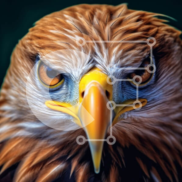 Intra Συλλεκτικό Ξύλινο Παζλ Plywood  4mm - Υπέροχη κοντινή πλάνο του κεφαλιού ενός αετού με διαπεραστικά κίτρινα μάτια και κοφτερό ράμφος Σε Ξύλινο Κουτί - Διαστάσεις: 10x10 cm – 25 κομμάτια