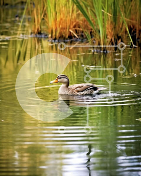 Σετ των 2 Intra Συλλεκτικό Ξύλινο Παζλ Plywood  4mm - Όμορφη εικόνα μιας πάπιας που κολυμπά σε μια λίμνη Σε Ξύλινο Κουτί - Διαστάσεις: 10x10 cm – 25 κομμάτια