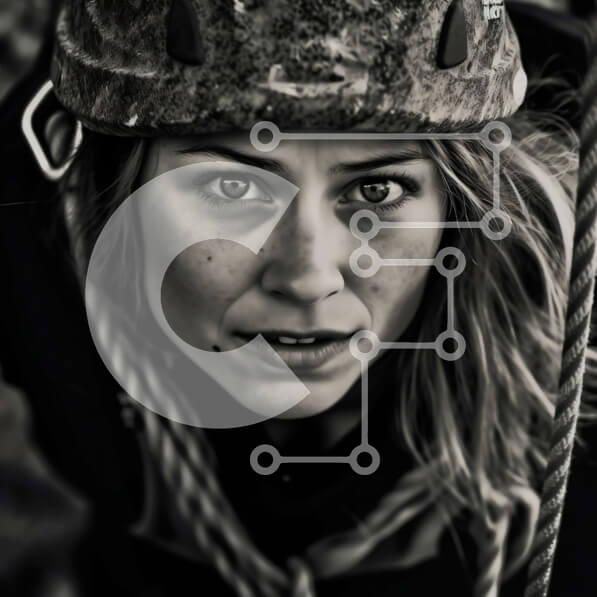 Intra Συλλεκτικό Ξύλινο Παζλ Plywood  4mm - Επαγγελματική αναρριχητική εικόνα μιας γυναίκας με κράνος και σχοινί Σε Ξύλινο Κουτί - Διαστάσεις Puzzle: 10x10 cm – 25 κομμάτια