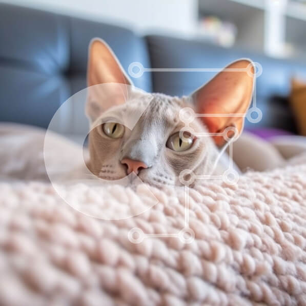 Intra Συλλεκτικό Ξύλινο Παζλ Plywood  4mm - Αξιολάτρευτη εικόνα μιας γκρίζας γάτας που χαλαρώνει σε μια ροζ κουβέρτα Σε Ξύλινο Κουτί - Διαστάσεις: 10x10 cm – 25 κομμάτια