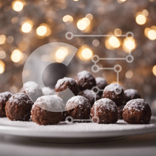 Σετ των 2 Intra Συλλεκτικό Ξύλινο Παζλ Plywood  4mm - Μπαλάκια σοκολάτας σε ένα πιάτο με ζάχαρη άχνη Σε Ξύλινο Κουτί - Διαστάσεις: 10x10 cm – 25 κομμάτια