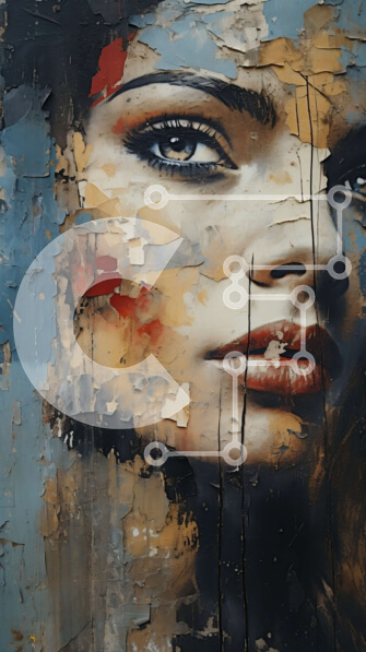 Intra Συλλεκτικό Ξύλινο Παζλ Plywood  4mm - Στοχαστική γυναίκα - Ζωγραφική μιας γυναίκας με σγουρά μαλλιά Σε Ξύλινο Κουτί - Διαστάσεις Puzzle: 10x10 cm – 25 κομμάτια