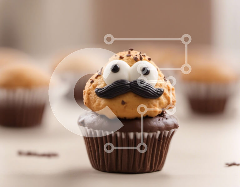 Σετ των 2 Intra Συλλεκτικό Ξύλινο Παζλ Plywood  4mm - Cupcake μουστάκι με παγωμένο σοκολάτα Σε Ξύλινο Κουτί - Διαστάσεις: 10x10 cm – 25 κομμάτια