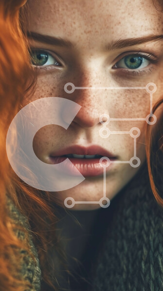 Intra Συλλεκτικό Ξύλινο Παζλ Plywood  4mm - Πορτρέτο της κοκκινομάλλας γυναίκας με σοβαρή έκφραση Σε Ξύλινο Κουτί - Διαστάσεις Puzzle: 10x10 cm – 25 κομμάτια