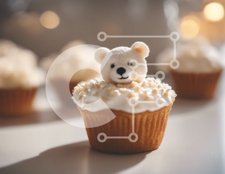 Σετ των 2 Intra Συλλεκτικό Ξύλινο Παζλ Plywood  4mm - Cupcake με Κεφαλή Αρκούδας Σε Ξύλινο Κουτί - Διαστάσεις: 10x10 cm – 25 κομμάτια