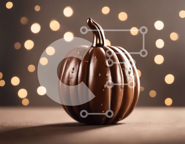 Σετ των 2 Intra Συλλεκτικό Ξύλινο Παζλ Plywood  4mm - Κολοκύθα μαύρης σοκολάτας στο τραπέζι με φώτα Σε Ξύλινο Κουτί - Διαστάσεις: 10x10 cm – 25 κομμάτια