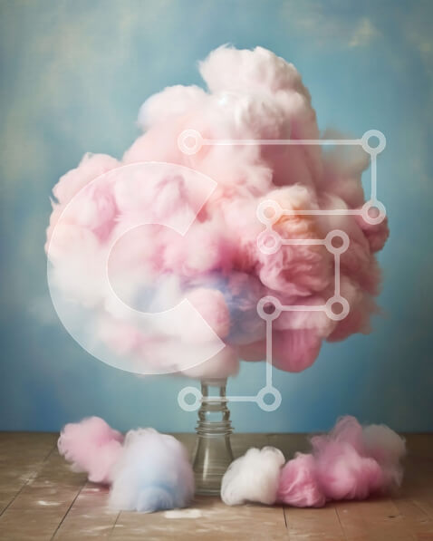 Σετ των 2 Intra Συλλεκτικό Ξύλινο Παζλ Plywood  4mm - Cotton Candy Cloud στο τραπέζι με φόντο μπλε τοίχου Σε Ξύλινο Κουτί - Διαστάσεις: 10x10 cm – 25 κομμάτια