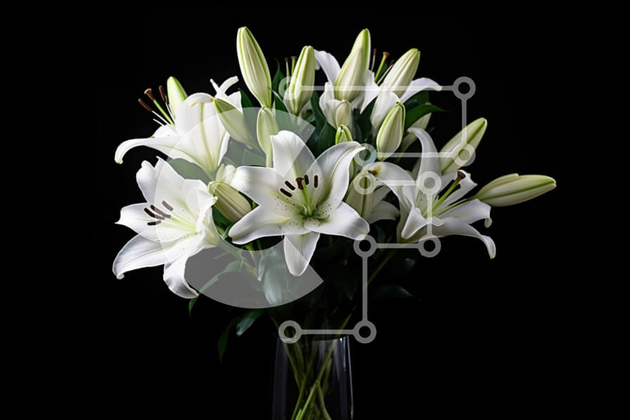 Intra Συλλεκτικό Ξύλινο Παζλ Plywood  4mm - Κομψή εικόνα λευκών κρίνων σε βάζο σε μαύρο φόντο Σε Ξύλινο Κουτί - Διαστάσεις: 10x10 cm – 25 κομμάτια