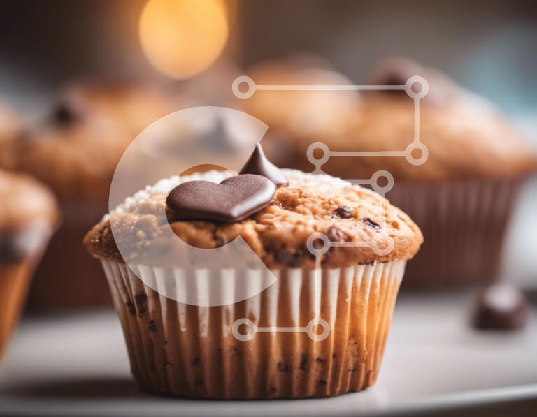 Σετ των 2 Intra Συλλεκτικό Ξύλινο Παζλ Plywood  4mm - Λαχταριστά cupcakes με τσιπς σοκολάτας και πασπαλίσματα σε σχήμα καρδιάς Σε Ξύλινο Κουτί - Διαστάσεις: 10x10 cm – 25 κομμάτια