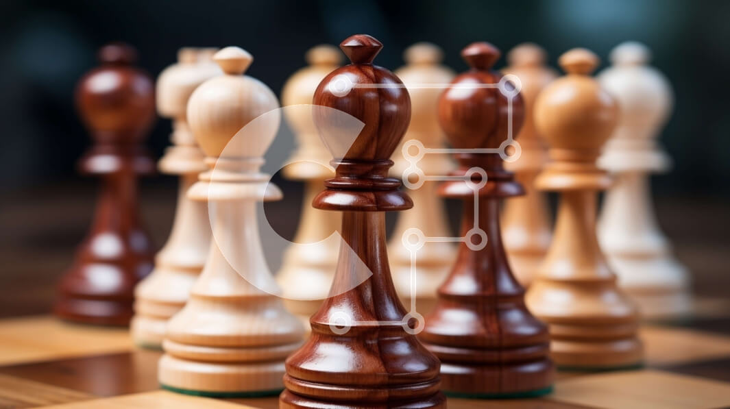 Intra Συλλεκτικό Ξύλινο Παζλ Plywood  4mm - Κοντινό πλάνο από ξύλινα κομμάτια σκακιού σε μια σκακιέρα Σε Ξύλινο Κουτί - Διαστάσεις: 10x10 cm – 25 κομμάτια