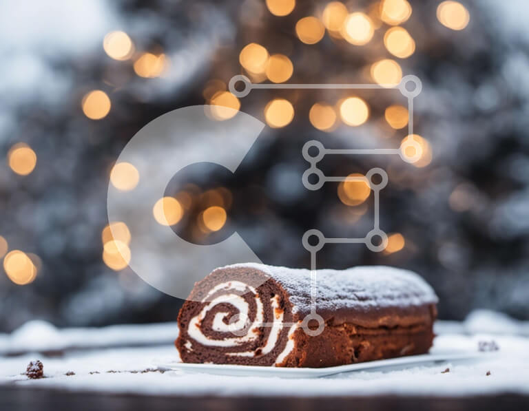 Σετ των 2 Intra Συλλεκτικό Ξύλινο Παζλ Plywood  4mm - Εορταστικό ρολό κανέλας με επικάλυψη σοκολάτας σε χιονισμένο έδαφος Σε Ξύλινο Κουτί - Διαστάσεις: 10x10 cm – 25 κομμάτια