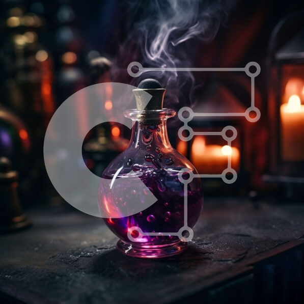 Intra Συλλεκτικό Ξύλινο Παζλ Plywood  4mm - Μυστηριώδες και Μαγικό Μωβ Υγρό σε Γυάλινο Μπουκάλι με Φελλό Σε Ξύλινο Κουτί - Διαστάσεις: 10x10 cm – 25 κομμάτια