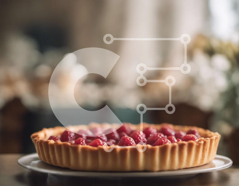 Σετ των 2 Intra Συλλεκτικό Ξύλινο Παζλ Plywood  4mm - Τάρτα γεμάτη βατόμουρο σε λευκό πιάτο Σε Ξύλινο Κουτί - Διαστάσεις: 10x10 cm – 25 κομμάτια