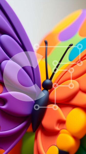 Intra Συλλεκτικό Ξύλινο Παζλ Plywood  4mm - Πολύχρωμο ειδώλιο πεταλούδας σε πορτοκαλί μπάλα Σε Ξύλινο Κουτί - Διαστάσεις: 10x10 cm – 25 κομμάτια