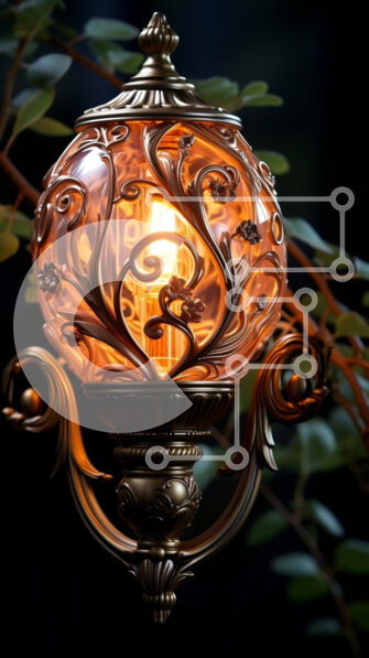 Intra Συλλεκτικό Ξύλινο Παζλ Plywood  4mm - Όμορφη εικόνα περίτεχνου φωτιστικού εξωτερικού χώρου που κρέμεται από κλαδί δέντρου Σε Ξύλινο Κουτί - Διαστάσεις: 10x10 cm – 25 κομμάτια