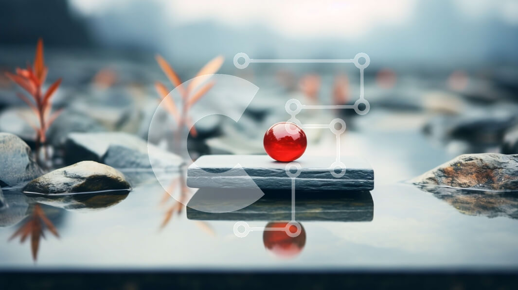 Intra Συλλεκτικό Ξύλινο Παζλ Plywood  4mm - Κόκκινος πολύτιμος λίθος σε έναν βράχο σε μια λίμνη με νούφαρα Σε Ξύλινο Κουτί - Διαστάσεις: 10x10 cm – 25 κομμάτια