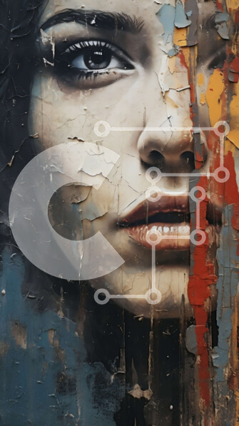 Intra Συλλεκτικό Ξύλινο Παζλ Plywood  4mm - Καλλιτεχνική αναπαράσταση προσώπου με αφηρημένο φόντο Σε Ξύλινο Κουτί - Διαστάσεις Puzzle: 10x10 cm – 25 κομμάτια