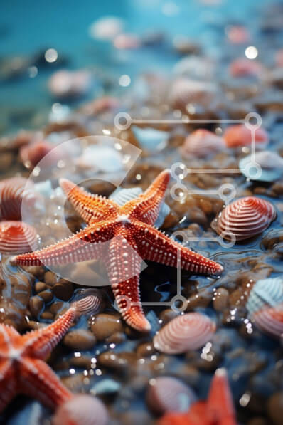 Σετ των 2 Intra Συλλεκτικό Ξύλινο Παζλ Plywood  4mm - Όμορφη εικόνα του πολύχρωμου αστερία σε μια αμμώδη παραλία Σε Ξύλινο Κουτί - Διαστάσεις: 10x10 cm – 25 κομμάτια