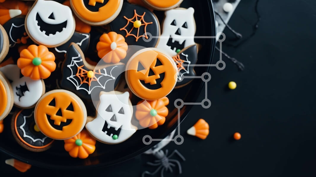 Σετ των 2 Intra Συλλεκτικό Ξύλινο Παζλ Plywood  4mm - Μπισκότα με θέμα το Halloween με κολοκύθες, φαντάσματα και νυχτερίδες Σε Ξύλινο Κουτί - Διαστάσεις: 10x10 cm – 25 κομμάτια